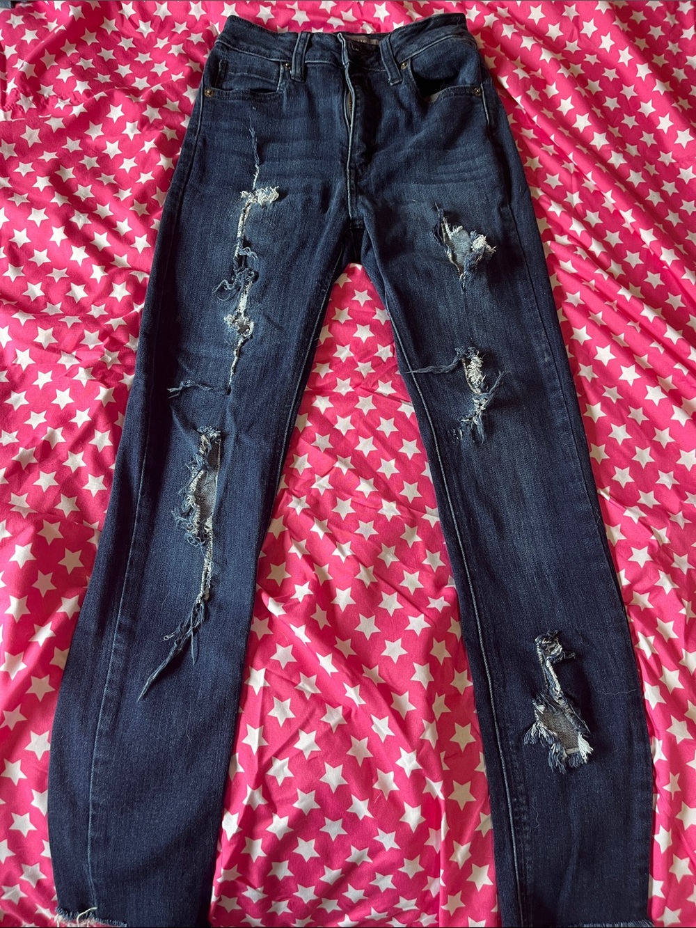 Just USA Dark Blue Distressed Skinny Jeans